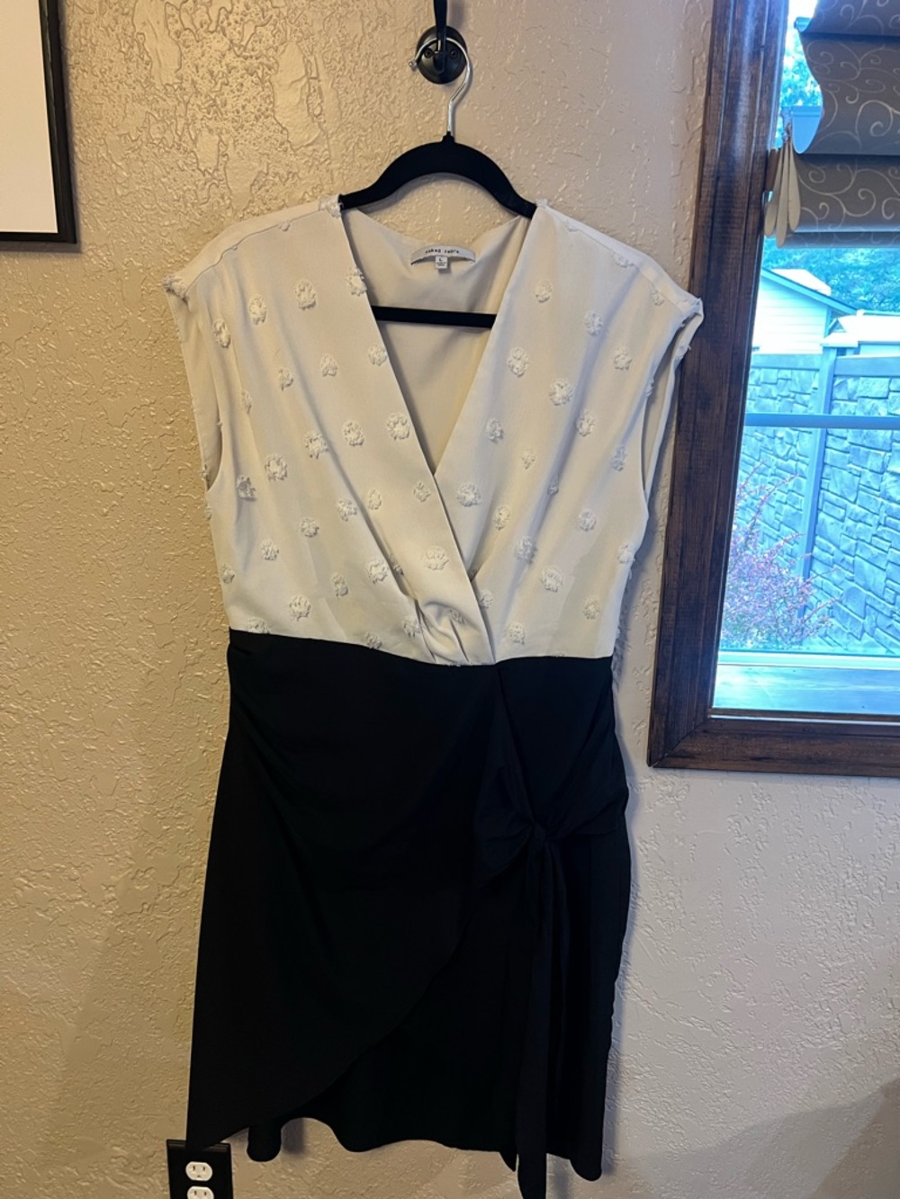 Naked Zebra White and Black V-Neck Wrap Mini Dress